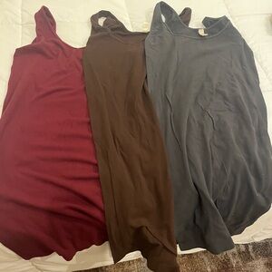 Nikibiki Sleeveless Tops - Brown and Gray and burgondy. Set of 3 long tanks